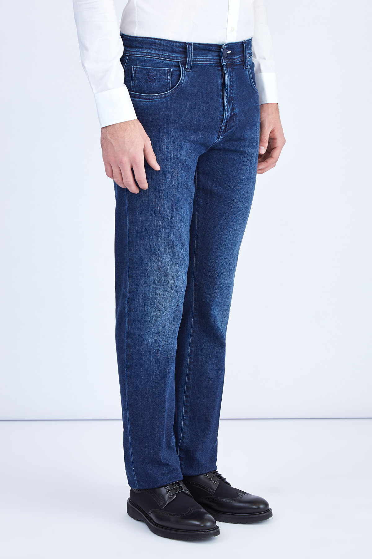 Окрашенные в готовом виде джинсы ручной работы SCISSOR SCRIPTOR, цвет синий, размер 52;56 - фото 3